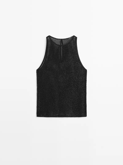 Топ из полупрозрачной ткани с бисером