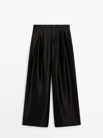 Широкие воздушные брюки с линиями- Заказать в России