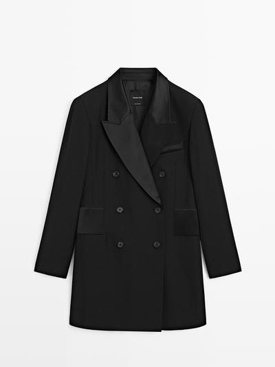 Massimo Dutti Платье в стиле блейзер с атласными деталями купить с доставкой.