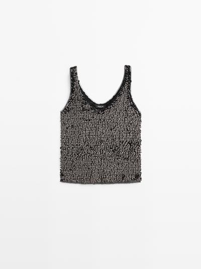 Massimo Dutti Топ с бретелями и бисером купить с доставкой.