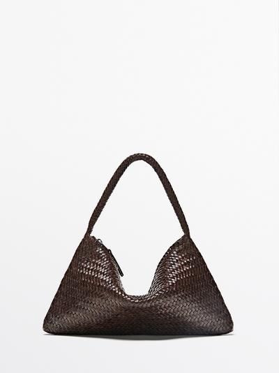 Massimo Dutti Маленькая плетеная сумка через плечо из кожи