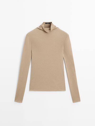 Massimo Dutti Футболка с длинным рукавом из ленцелла и шерстяной смеси