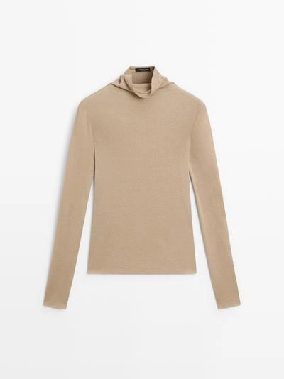 Футболка с длинным рукавом из ленцелла и шерстяной смеси- Заказать в России