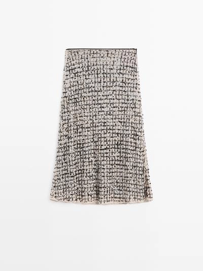 Юбка-миди с вышивкой и стразами