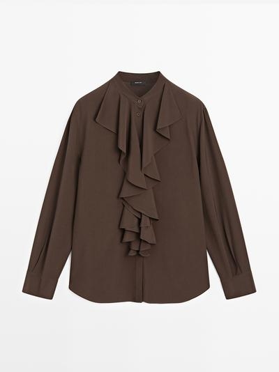 Massimo Dutti Блузка с оборками и разрезами купить с доставкой.