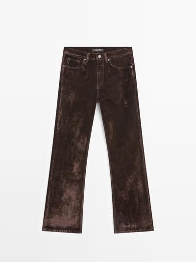 Massimo Dutti Джинсы буткат с высокой посадкой и отделкой флок