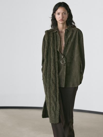 Massimo Dutti Рубашка из замши с швами