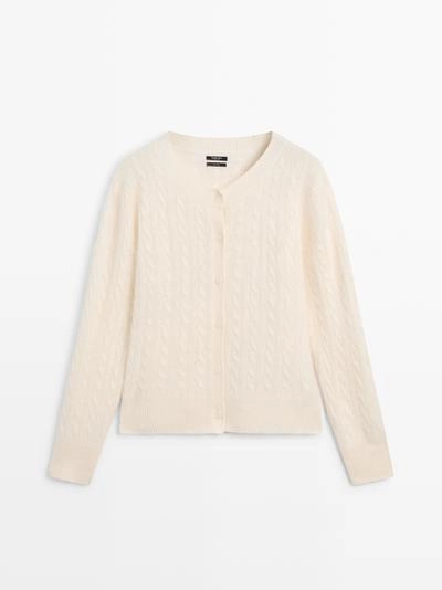 Кардиган с косами из 100% шерсти