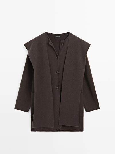Massimo Dutti Длинный кардиган с капюшоном-шарфом