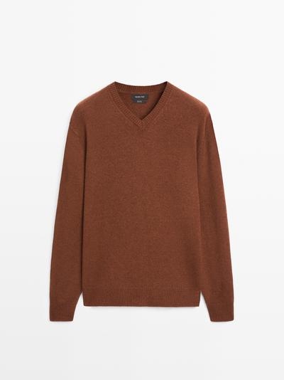 Massimo Dutti 100% шерстяной свитер с V-образным вырезом