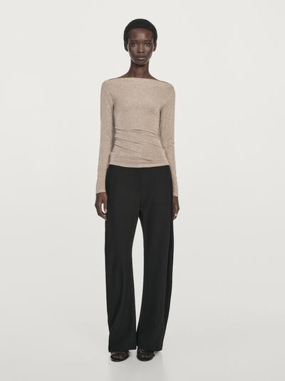 Massimo Dutti Футболка с лодочкой и металлическим блеском купить с доставкой.