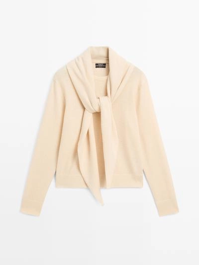 Трикотажный свитер с деталями шарфа- Заказать в России