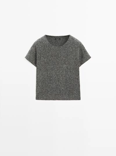 Короткий вязаный свитер из альпаки и шерсти