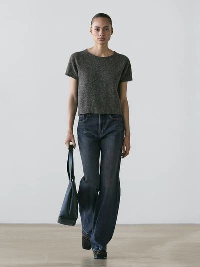 Короткий вязаный свитер из альпаки и шерсти- Заказать в России