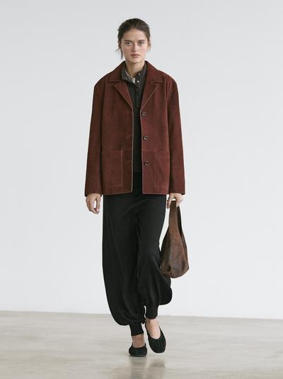 Massimo Dutti Пиджак с лацканами из замши