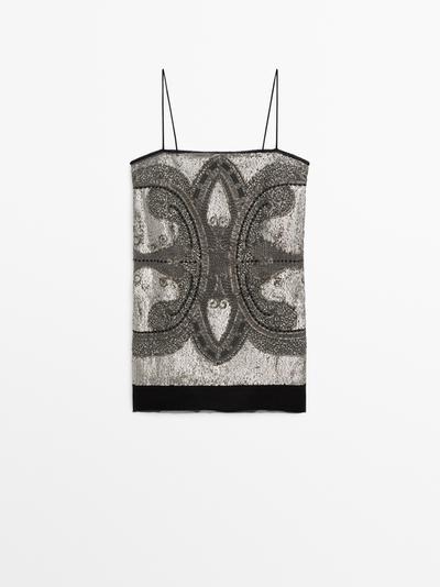 Massimo Dutti Платье-бюстье с вышивкой - STUDIO