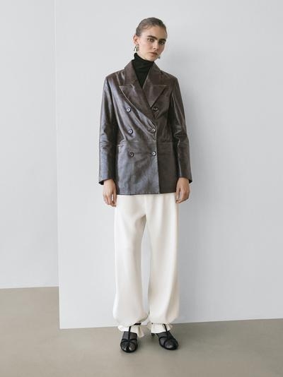 Massimo Dutti Жакет из овечьей кожи с покрытием нубук - STUDIO