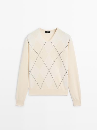 Massimo Dutti Свитер с аранированным узором из 100% шерсти