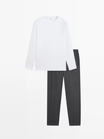 Пижама в полоску из 100% хлопка с длинным рукавом