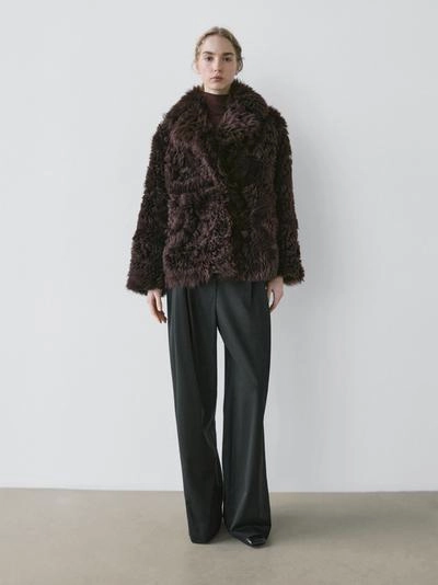 Кожаное пальто с меховым воротником - STUDIO- Заказать в России