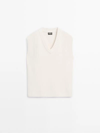 Длинный вязаный жилет из 100% шерсти- Заказать в России