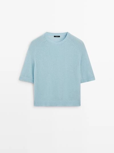 Пуловер с короткими рукавами из альпакиевой смеси- Заказать в России