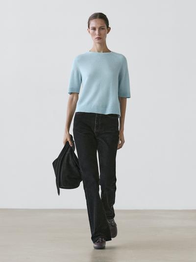 Massimo Dutti Пуловер с короткими рукавами из альпакиевой смеси