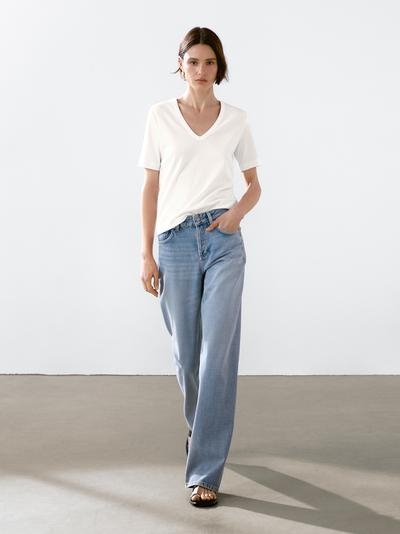 Massimo Dutti Футболка с коротким рукавом из 100% хлопка купить с доставкой.