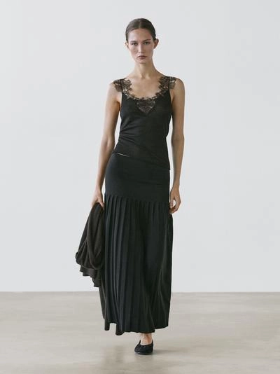 Топ с кружевными деталями и бретелью MASSIMO DUTTI