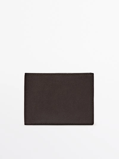 Кошелек из натуральной кожи нубук в стиле портмоне