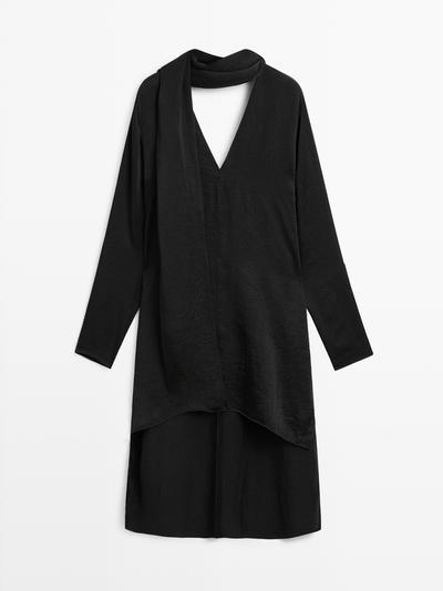 Massimo Dutti Блузка с вырезом на завязках - STUDIO купить с доставкой.