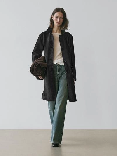 Длинное кожаное пальто- Заказать в России