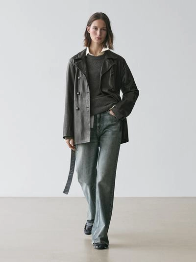 Куртка из овечьей кожи с поясом