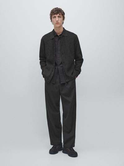 Massimo Dutti Кардиган из вязаного хлопково-шерстяного смеси с пуговицами