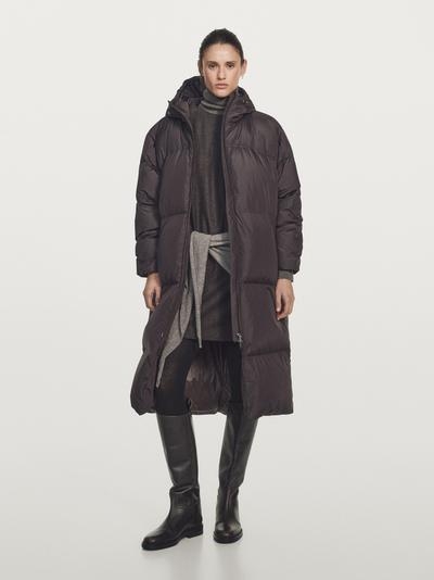 Massimo Dutti Длинный пуховый плащ с капюшоном, отталкивающий воду купить с доставкой.