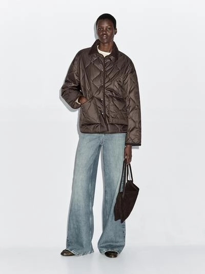 Пуховик с водоотталкивающей пропиткой с деталями из вельвета