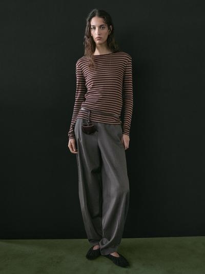 Massimo Dutti Футболка с длинным рукавом в полоску из хлопкового смесового материала купить с доставкой.