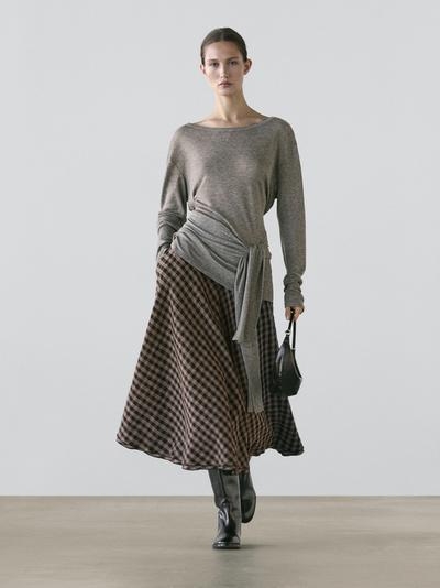 Massimo Dutti Юбка расклешенная с клетчатыми деталями