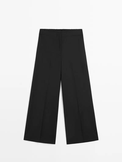 Широкие укороченные брюки из 100% шерсти