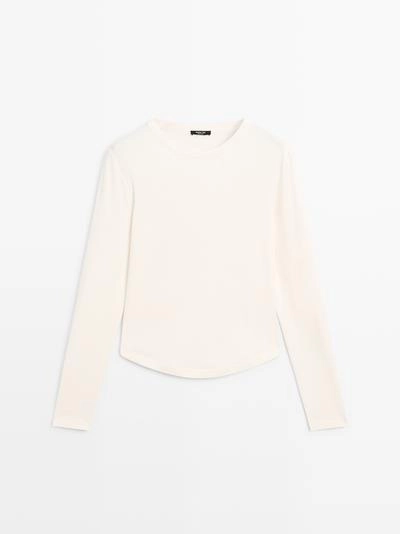 Футболка с длинным рукавом и закругленным подолом- Заказать в России