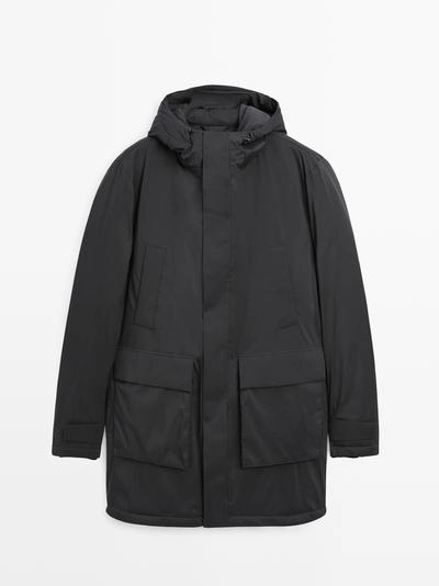 Парка с капюшоном из водоотталкивающего пухового наполнителя