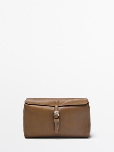 Massimo Dutti Кожаная косметичка для путешествий из овечьей кожи