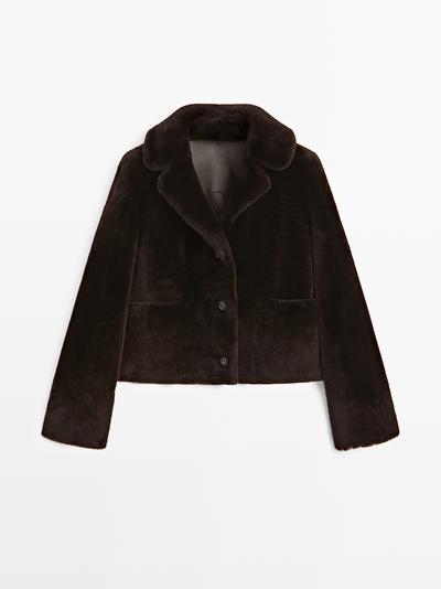 Massimo Dutti Короткая куртка из кожи ягненка мутона