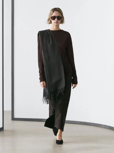 Топ из шерстяной смеси с драпировкой и расклешенными рукавами