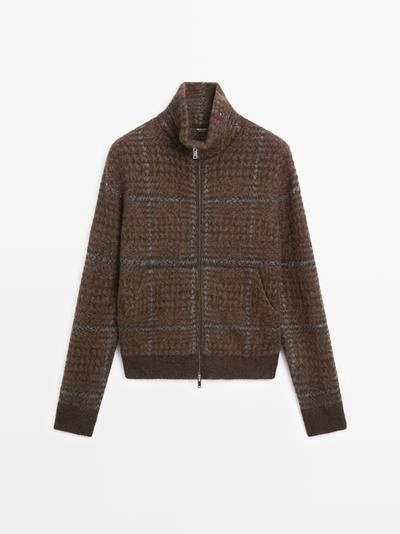 Кардиган с узором в клетку из альпаки и войлока- Заказать в России