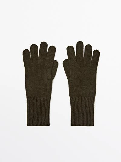 Перчатки из шерстяной смеси вязаные- Заказать в России