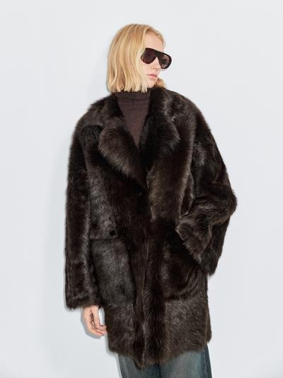 Massimo Dutti Длинное кожаное пальто с мехом купить с доставкой.