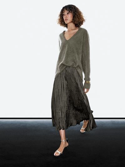 Длинная плавная плиссированная юбка- Заказать в России