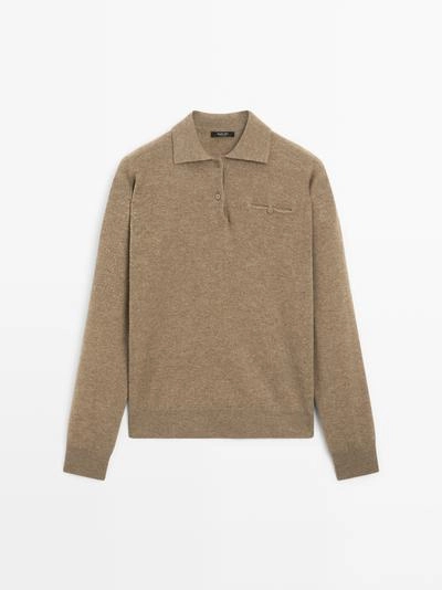 Трикотажный свитер-поло с карманом- Заказать в России