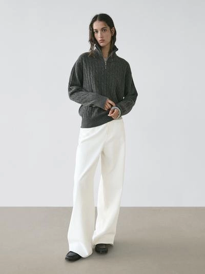 Свитер с высоким воротником из 100% кашемира с молнией- Заказать в России